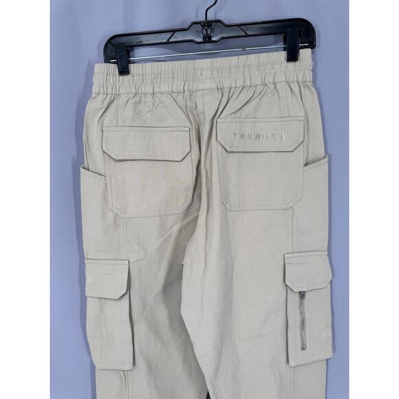 YoungLA Cargo Pants Mens Small Tan Utility Pocket Jogger Relaxed Fit Athletic - Picture 7 of 13